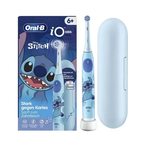 Oral-B, Oral-B Elektrische Kinderzahnbürste "iO Kids 6+ Stitch" 1 Stk. Aufsteckbürsten 1 Reise-Etui, Musik-Timer, 3 Modi, ab 6 Jahren