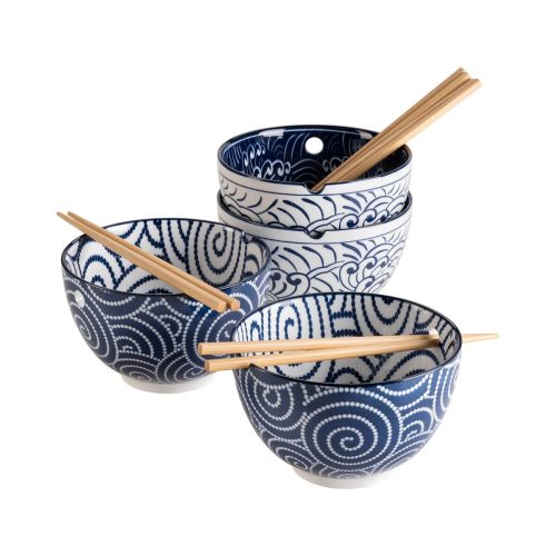 Mäser, MÄSER Schüssel-Set Jurka Blau/Weiss Porzellan - Schüssel-Set