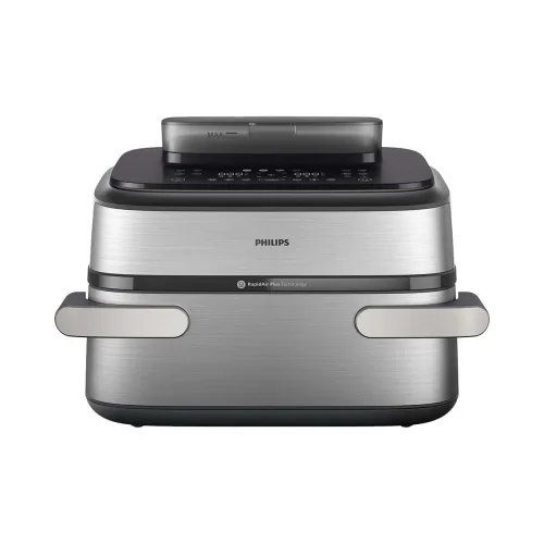 Philips, Philips NA565/92 Steam Airfryer Megabasket 9.5L Fritteuse – Airfryer - Friteuse – schwarz / silber