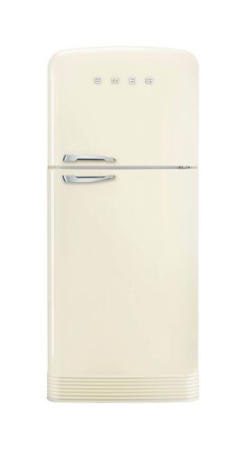 SMEG, Smeg FAB50RCR5 Freistehender Retro-Kombikühlschrank 2türig – Kühlschrank mit Gefrierfach freistehend – creme