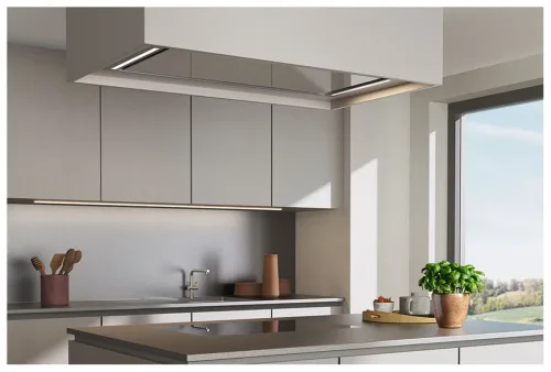 Wesco, Wesco FVR-L 5-120 mit Licht, Edelstahl, Glas weissalu Abluft, Ventilator extern Dunstabzugshaube – Inselhaube/Dunstabzugshaube Insel