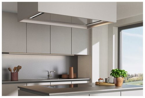 Wesco, Wesco EVRE-L 5-80 mit Licht, Edelstahl, Glas weissalu Abluft Dunstabzugshaube – Inselhaube/Dunstabzugshaube Insel
