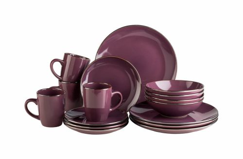 Mäser, MÄSER Geschirr-Set Metallic Rim Lila Steinzeug - Geschirr-Set