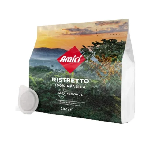 Amici, Amici E.S.E. Portionen Ristretto in Beuteln à 40 Portionen Kaffee-Pads – Diverse Kaffeekapseln/Kaffeepads