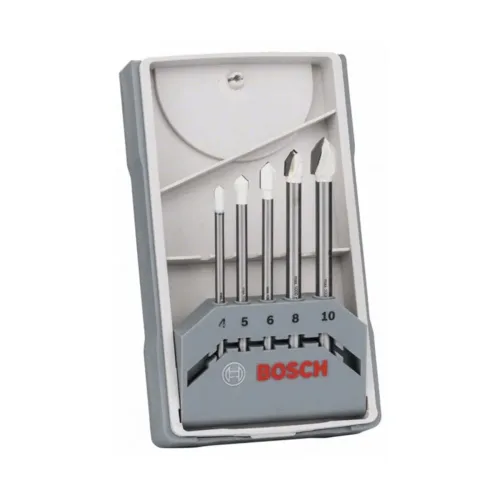 Bosch Accessories, Bosch Accessories 2608587169 Glas- und Fliesenbohrer 5teilig 4 mm, 5 mm, 6 mm, 8 mm, 10 mm Zylinderschaft 1 Set