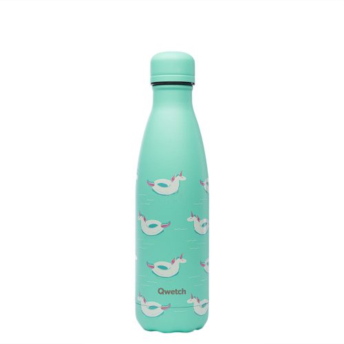 Qwetch, Qwetch Summer Isolierte Stahlflasche 500ml türkis – Trinkflasche/Thermosflasche/Shaker