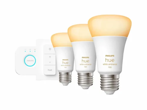 Philips Hue, Philips Hue Lampen Starter Kit A60 White Ambiance E27 (8W) - 3 Stück LED-Lampe – LED/Leuchtmittel/Glühbirne