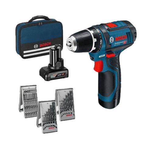 Bosch Professional, Bosch Professional GSR 12V-15 0615990G6L Akku-Bohrschrauber 12 V 2 Ah, 4 Ah Li-Ion inkl. 2. Akku, inkl. Ladegerät, mit