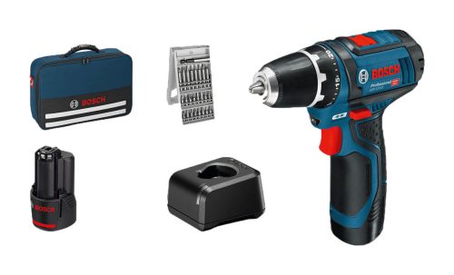 Bosch Professional, Bosch Professional Akku-Bohrschrauber GSR 12V-15 Set 2x2,0Ah, GAL12V-20, Zubehör 25tlg,Tasche 060186810H