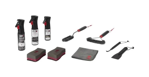 WEBER, Weber Reinigungsset Edelstahl Gasgrills – Weber Grillbürste/Grillreiniger – schwarz / rot