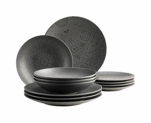 Mäser, Tafelservice Trad. Tiles Schwarz 