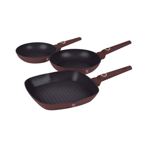 Berlinger, Berlinger, Küchenbedarf, Berlinger Haus 3-teiliges Bratpfannen Set Ø 20/24/28cm matt bordeaux Leonardo Collection, Produkte & Wohnen