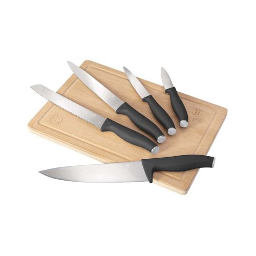 Berlinger Haus, Berlinger Haus - Messerset 6-teiliges  mit Bambus Schneidebrett matt Anthracite Collection, One Size