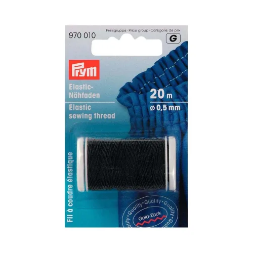 Prym, Prym Elastic-N&auml;hfaden, schwarz 0.5 mm, Karte 20 m