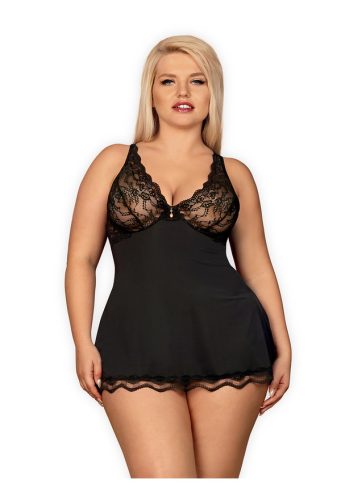 Obsessive, Obsessive Luvae Dress & Thong[Black-XXL], XXL - Amorana