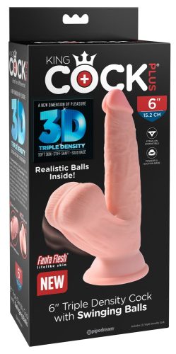 King Cock Plus, Dildo ?Triple Density Cock with Swinging Balls?, hyperrealistisch mit schwingenden Hoden