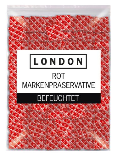 London, Kondome ?London Rot?, feucht mit Erdbeer-Aroma
