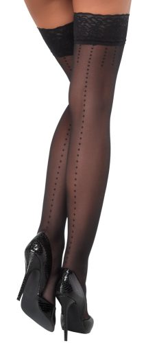 Cottelli LEGWEAR, Halterlose Strümpfe mit Pünktchen-Naht und 9-cm-Spitzenabschluss