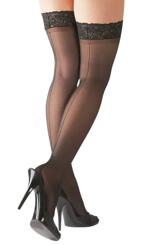 Cottelli LEGWEAR, Halterlose Strümpfe mit Ziernaht und Hochferse