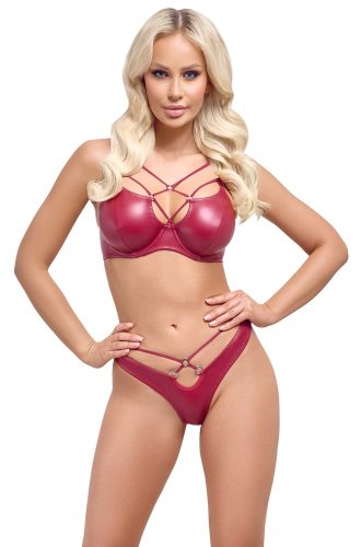 Cottelli LINGERIE, Bügel-BH plus Riostring im roten Wetlook
