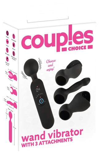 Couples Choice, Massagestab ?wand vibrator with 3 Attachments? mit 3 Aufsätzen