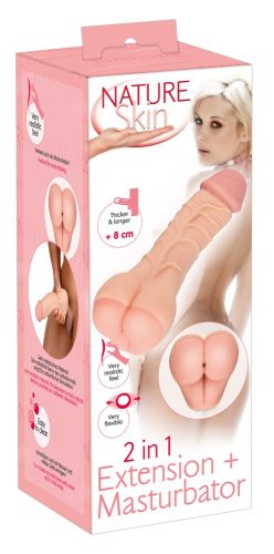 Nature Skin, Penishülle ?2in1 Extension + Masturbator?, 21 cm lang, 13 cm tief
