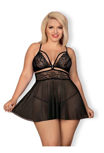 Obsessive, Obsessive Kylie Dress & Thong[Black-XXL], XXL - Amorana
