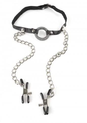 Fetish-Fantasy-Series, Mundknebel mit Nippelklammern ?O-Ring Gag with Nipple Clamps?