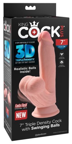 King Cock Plus, Dildo ?Triple Density Cock with Swinging Balls?, hyperrealistisch mit schwingenden Hoden