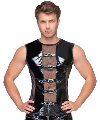 BLACK LEVEL, Shirt aus bi-elastischem Lack und Netz