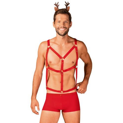 Obsessive, Mr Reindy Harness Set - Red - S/M, S / M - Amorana