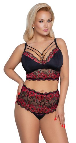 Cottelli CURVES, BH plus Slip mit edler 2-farbiger Spitze