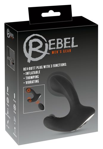 Rebel, Analplug ?RC Butt Plug with 3 functions? zum Aufpumpen, 10 Vibrations-/Pulsationsmodi, wiederaufladbar