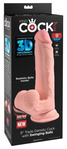King Cock Plus, Dildo ?Triple Density Cock with Swinging Balls?, hyperrealistisch mit schwingenden Hoden