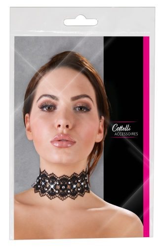 Cottelli ACCESSOIRES, Halsband aus Stickerei mit Perlen und Strasssteinen