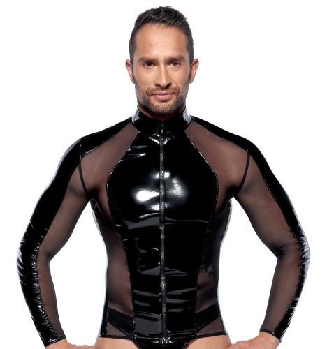 BLACK LEVEL, Lack-Shirt mit Netzeinsätzen