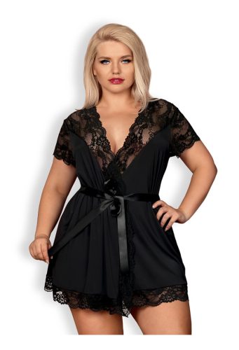 Obsessive, Obsessive Victoria Kimono Dressing Gown[Black-XXL], XXL - Amorana