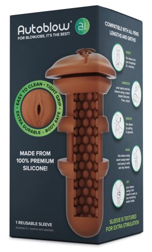 Autoblow, Autoblow A.I. Silicone Vagina Sleeve Brown[Brown], Braun - Amorana