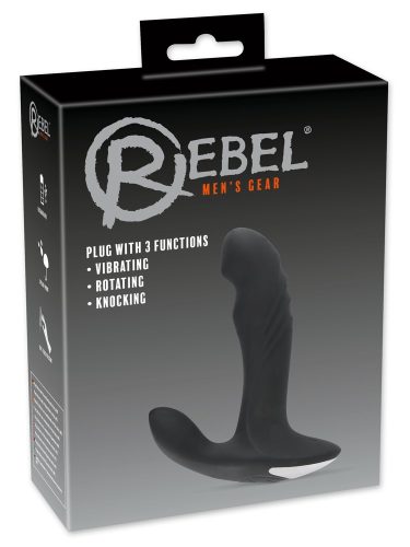 Rebel, "Plug with 3 functions " mit Vibration, Rotation und Klopffunktion