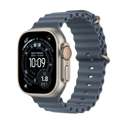 Apple, Apple Watch Ultra 3 GPS + Cellular Natural Titanium Case / Anchor Blue Ocean Band Watch Ultra 3