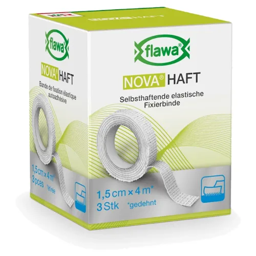 FLAWA, flawa NOVA HAFT kohäsive Gazebinde, 1.5cmx4m (3 Stk)