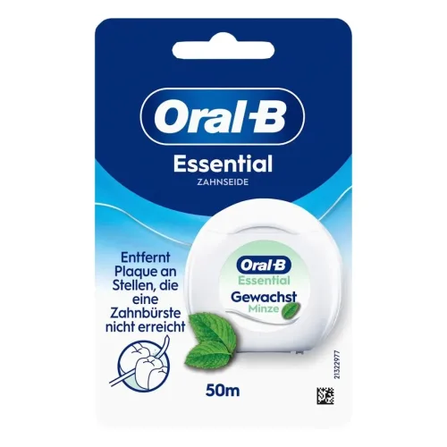Oral-B, Oral-B - Essentialfloss Zahnseide Minze, Essentialfloss mint gewachst, 50m