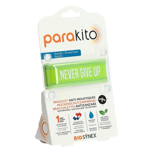 parakito, Parakito Mückenschutz Armband Erwachsene Grün Never Give Up