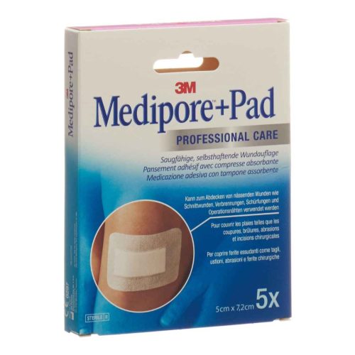 3M Medipore, 3M Medipore + Pad 5x7.2cm Wundkissen 2.8x3.8cm (5 Stk)