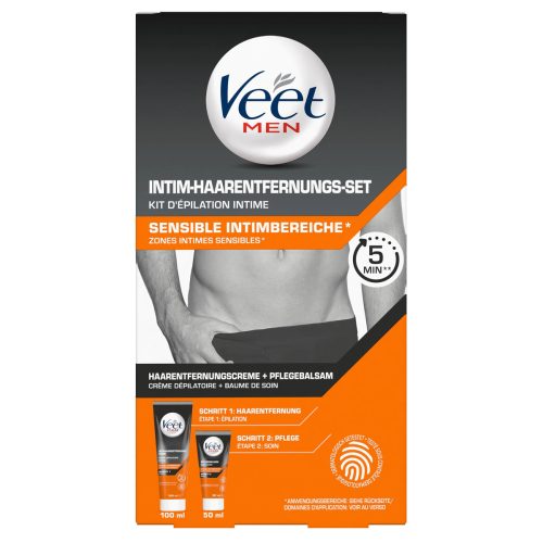 Veet, Veet - Men Intim-Haarentfernungs-Set, Haarentfernungscreme Intimbereich + Pflegebalsam, Tot Pro Men Intim Haarentf-Kit, Set, Weiss