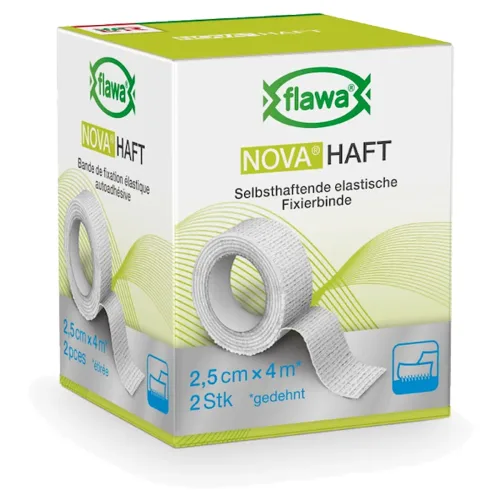 FLAWA, flawa NOVA HAFT kohäsive Gazebinde, 2.5cmx4m (2 Stk)