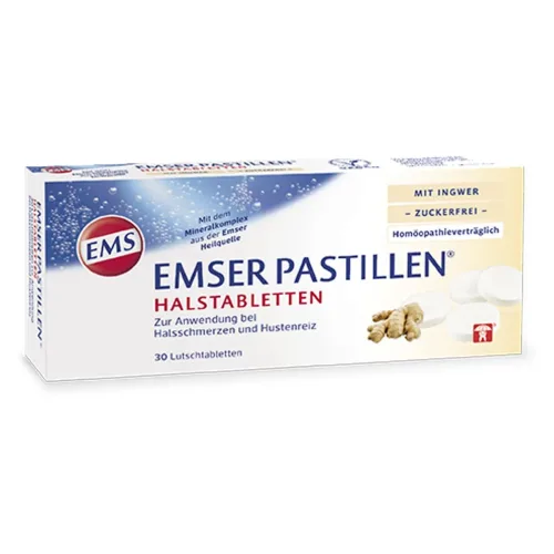 Emser, EMSER Pastillen mit Ingwer zuckerfrei (30 Stk)