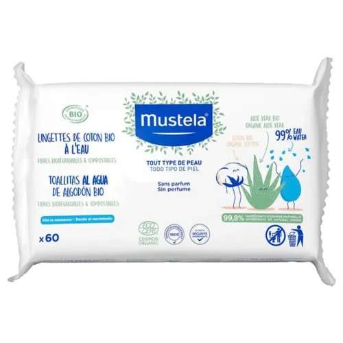 Mustela, Mustela kompostierbare Feuchttücher mit Wasser (60 Stk)