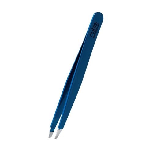 RUBIS, Rubis Pinzette schr&auml;g, blau, Inox