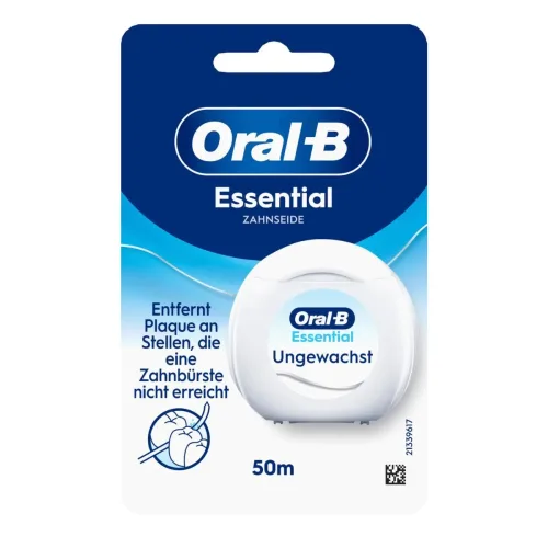 Oral-B, Oral-B - ssentialfloss Zahnseide Ungewachst, Essentialfloss ungewachst, 50m